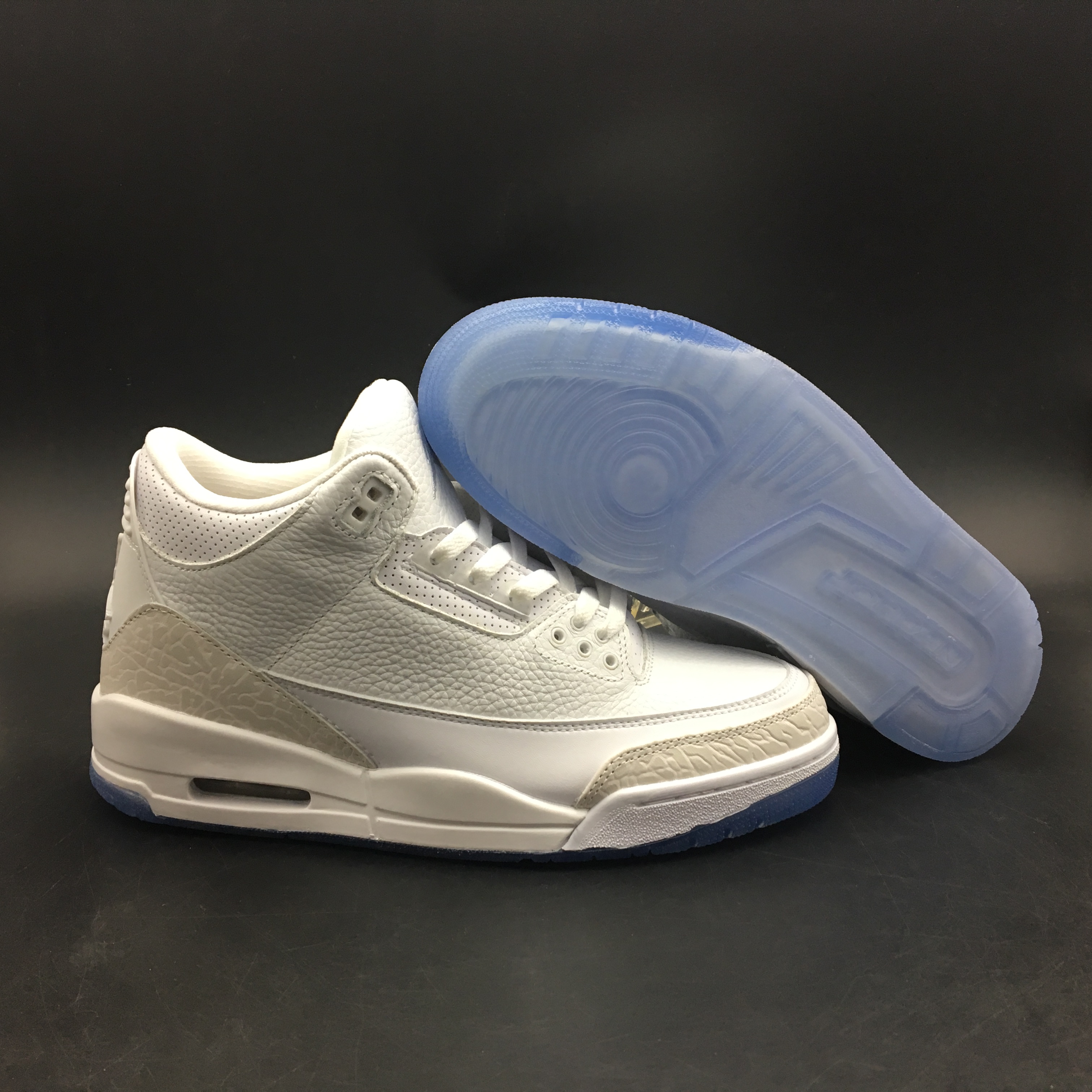 New Air Jordan 3 Pure White Ice Sole Shoes - Click Image to Close